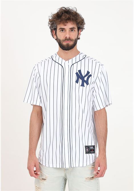 Camicia a manica corta New York Yankees Nike Official Replica Home bianca da uomo Fanatics | 007N-071R-NK-0IYWHITE AND ATHLETIC NAVY/ATHLET